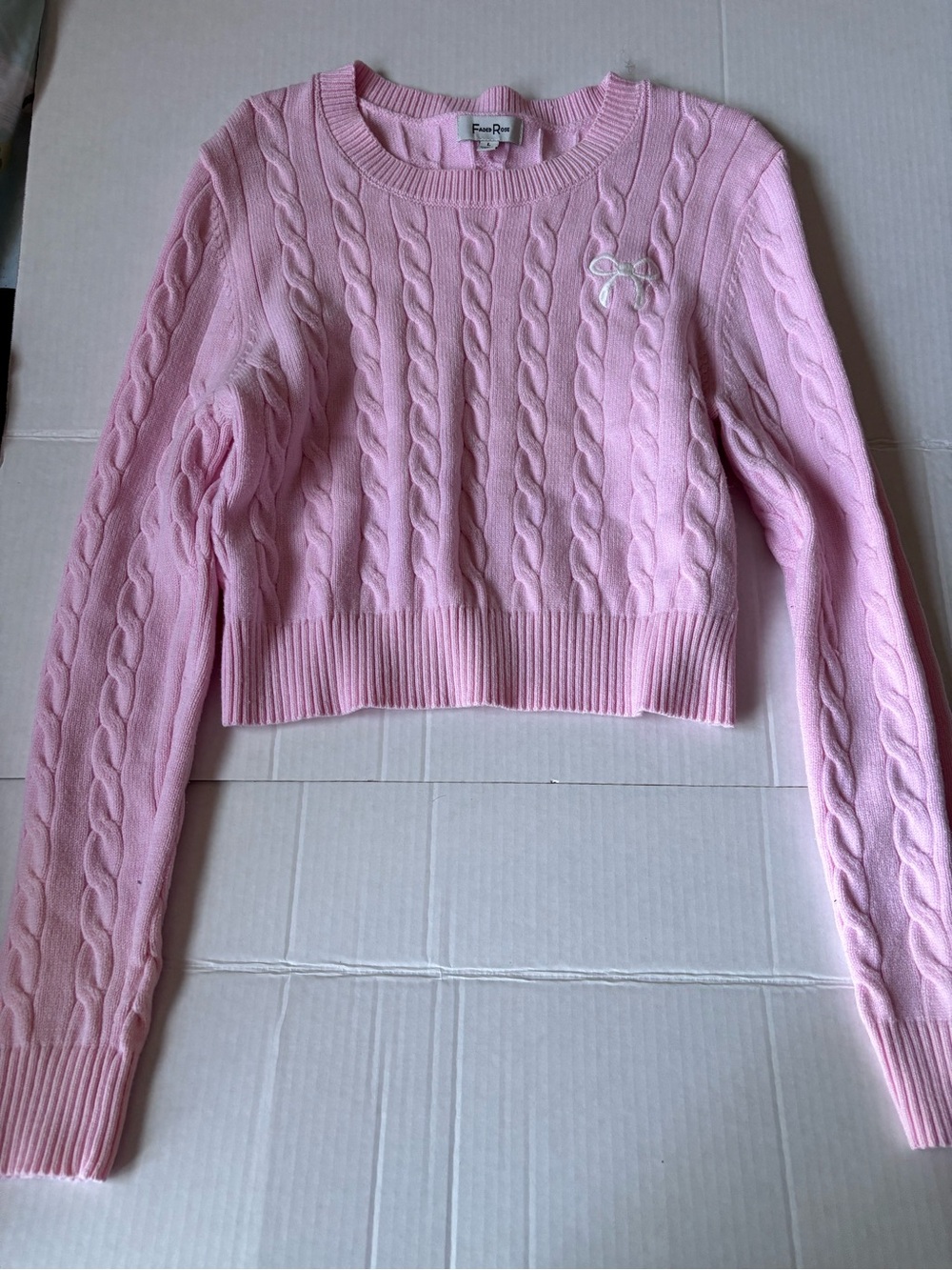 Pink Cable Knit Crewneck Sweater Size Large